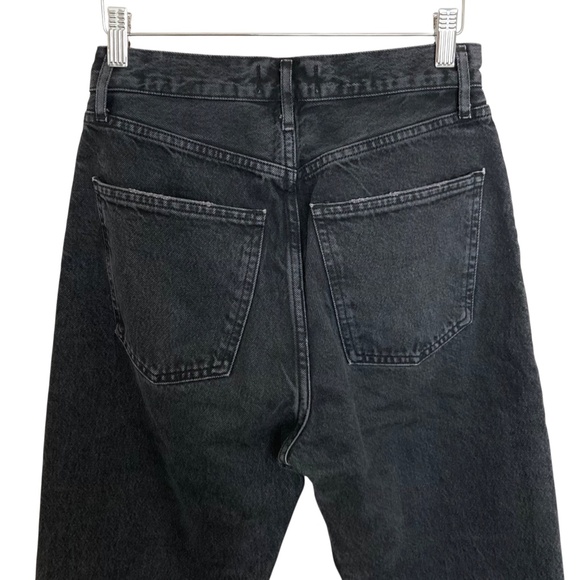 AGOLDE 90s Pinch Waist High Rise Distressed Jeans Straight Leg Black Wash - Picture 12 of 15